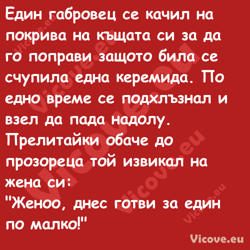 Един габровец се качил на покри...