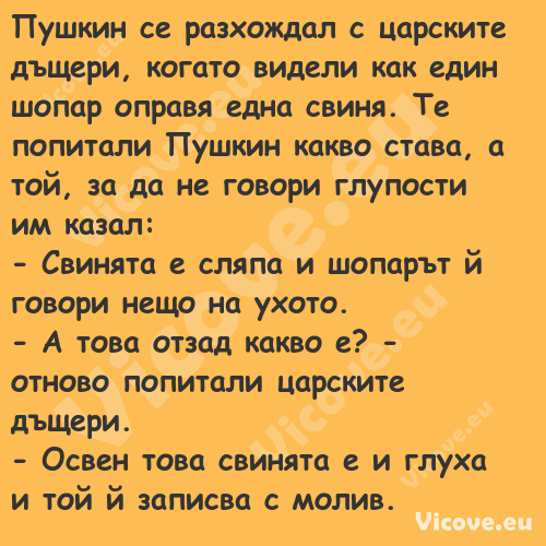 Пушкин се разхождал с царските ...