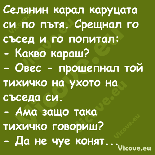 Селянин карал каруцата си по пъ...