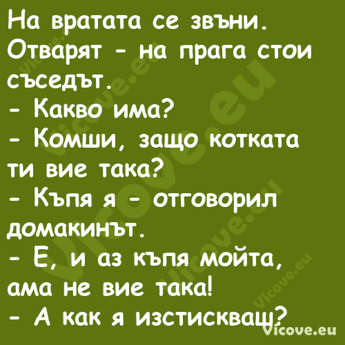 На вратата се звъни. Отварят ...