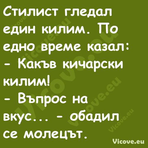 Стилист гледал един килим. По е...