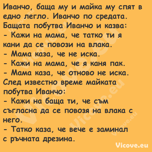 Иванчо, баща му и майка му спят...