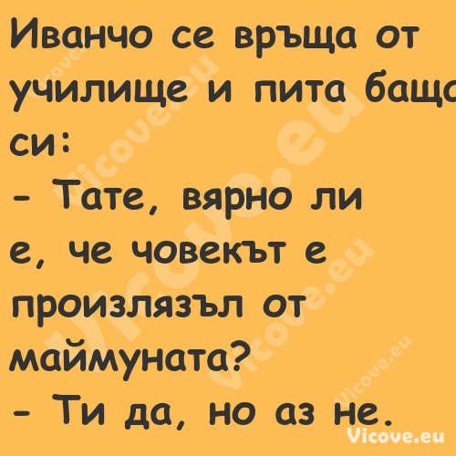 Иванчо се връща от училище и пи...