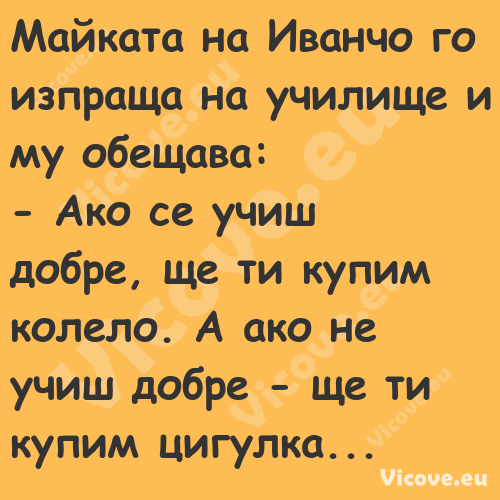 Майката на Иванчо го изпраща на...