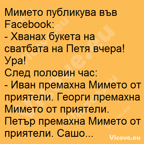 Мимето публикува във Facebook