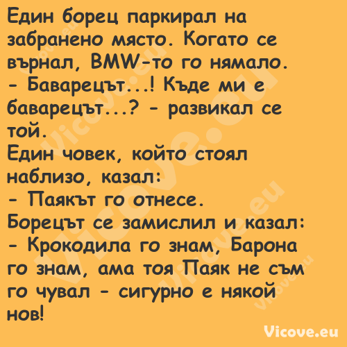 Един борец паркирал на забранен...