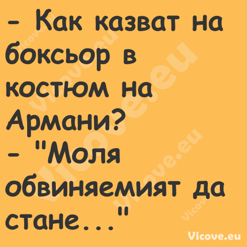  Как казват на боксьор в костю...