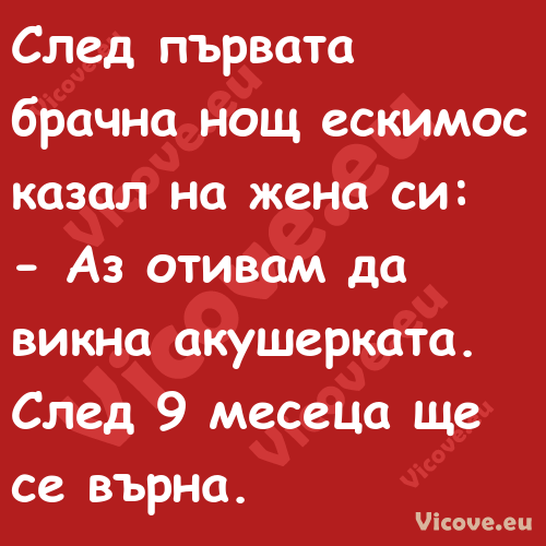 След първата брачна нощ ескимос...