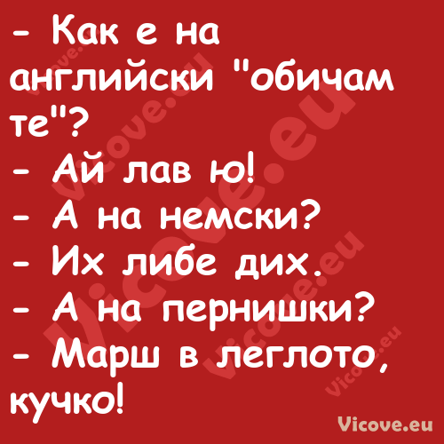  Как е на английски "обичам те...