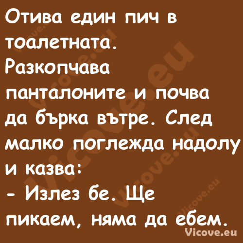 Отива един пич в тоалетната. Ра...