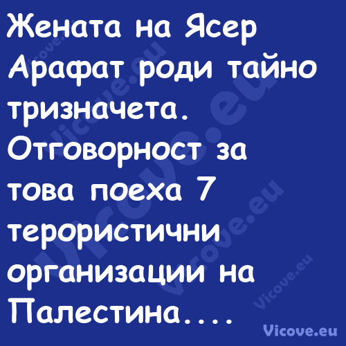 Жената на Ясер Арафат роди тайн...