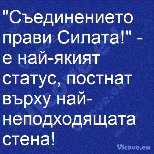 "Съединението прави Силата!" - е най-якият статус