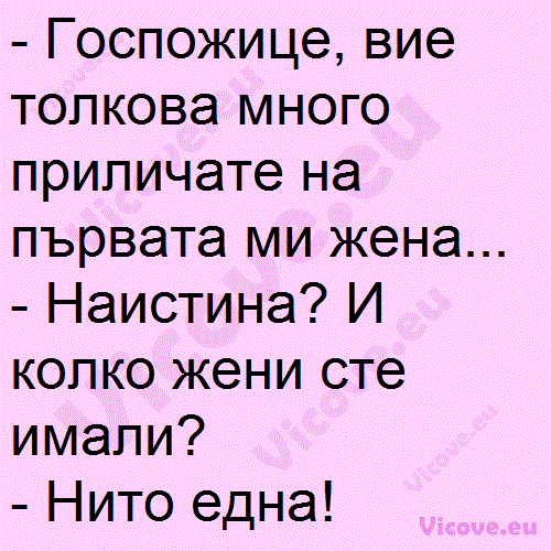 Госпожице, вие толкова много приличате на първата ми жена