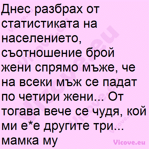 Днес разбрах от статистиката на населението