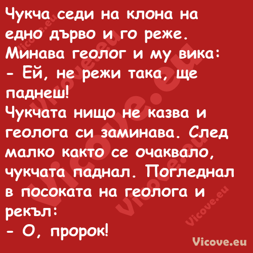 Чукча седи на клона на едно дър...