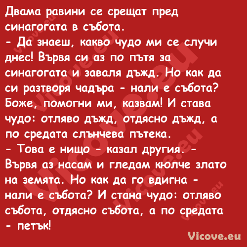 Двама равини се срещат пред син...