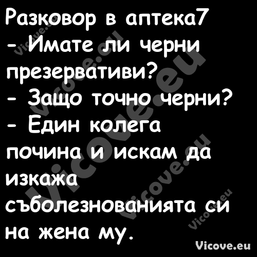 Разковор в аптека7 Имате л...