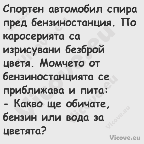 Спортен автомобил спира пред бе...