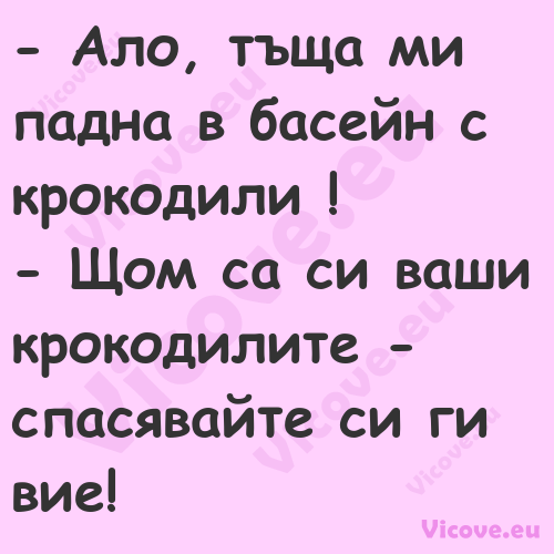  Ало, тъща ми падна в басейн с...