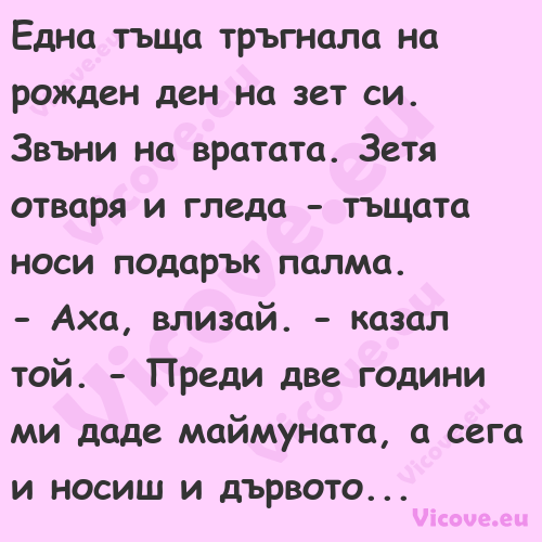 Една тъща тръгнала на рожден де...