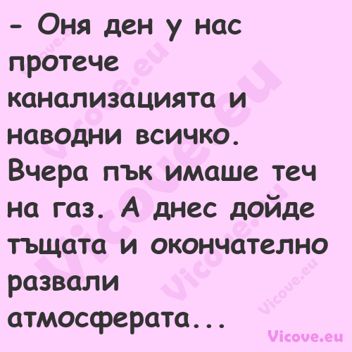  Оня ден у нас протече канализ...