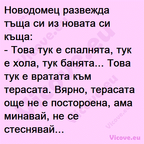 Новодомец развежда тъща си