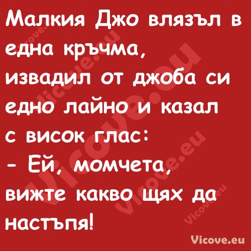 Малкия Джо влязъл в една кръчма...