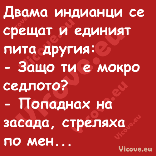 Двама индианци се срещат и един...