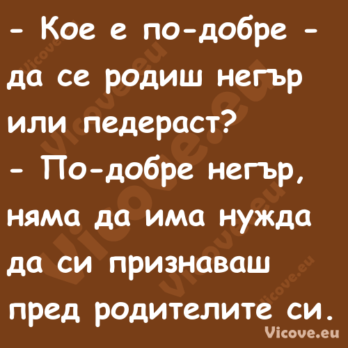  Кое е по добре да се родиш ...