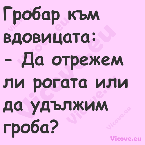 Гробар към вдовицата: Да ...