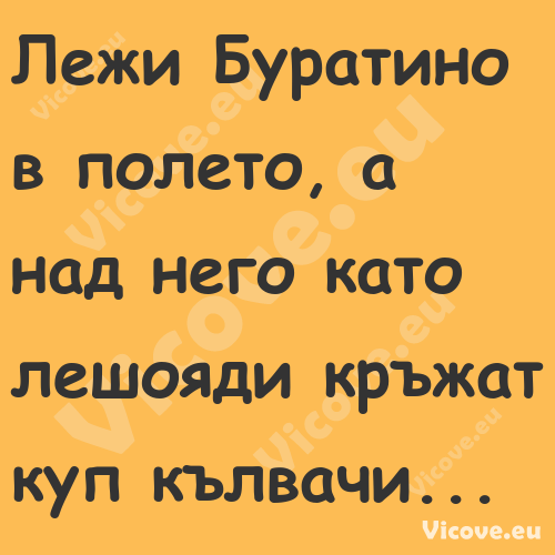 Лежи Буратино в полето, а над н...