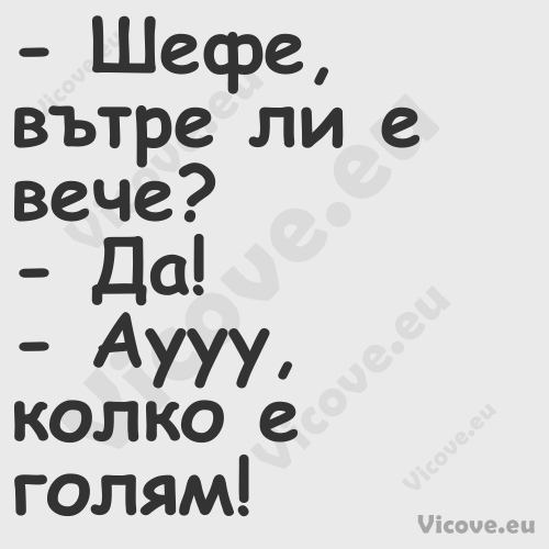  Шефе, вътре ли е вече? Д...