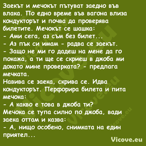 Заекът и мечокът пътуват заедно...