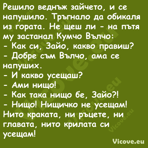 Решило веднъж зайчето, и се нап...