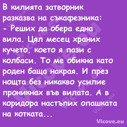 В килията затворник разказва на...