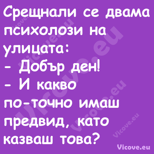 Срещнали се двама психолози на ...