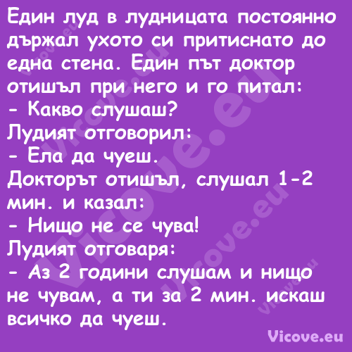 Един луд в лудницата постоянно ...