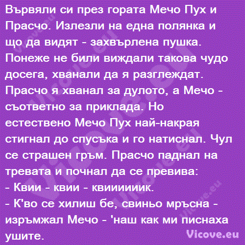 Вървяли си през гората Мечо Пух и Прасчо