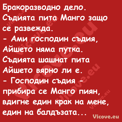 Бракоразводно дело. Съдията пит...