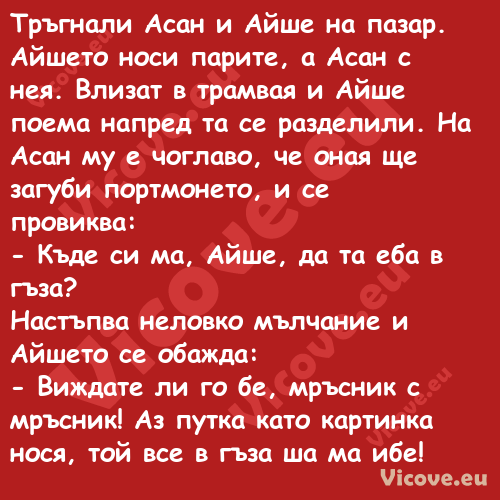 Тръгнали Асан и Айше на пазар. ...