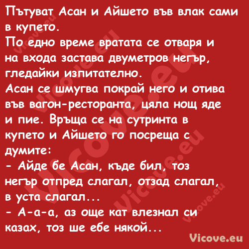 Пътуват Асан и Айшето във влак ...