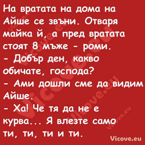 На вратата на дома на Айше се з...