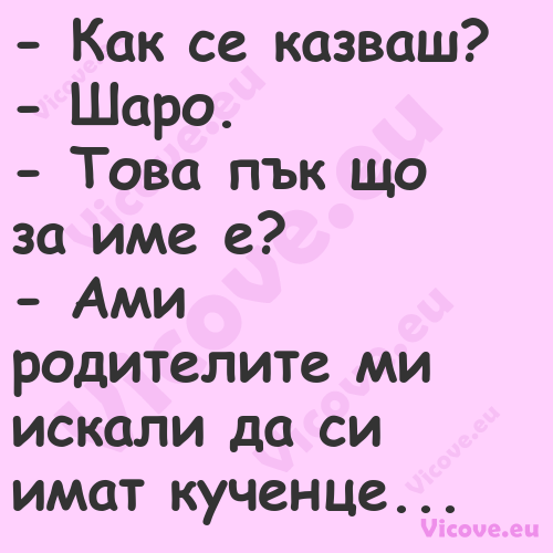  Как се казваш? Шаро....