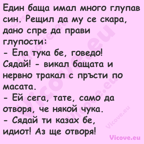 Един баща имал много глупав син...