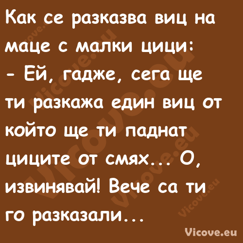 Как се разказва виц на маце с м...