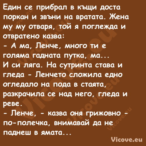 Един се прибрал в къщи доста по...