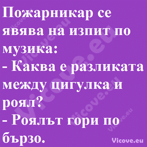 Пожарникар се явява на изпит по музика