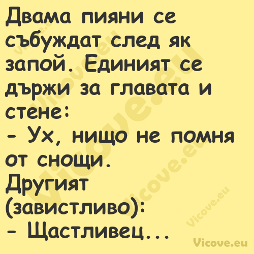 Двама пияни се събуждат след як...