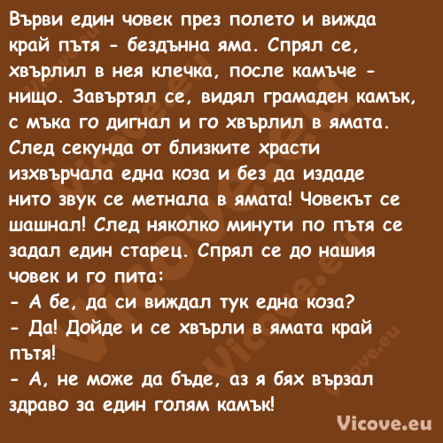 Върви един човек през полето и ...