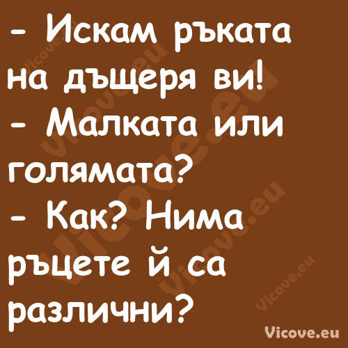  Искам ръката на дъщеря ви! ...